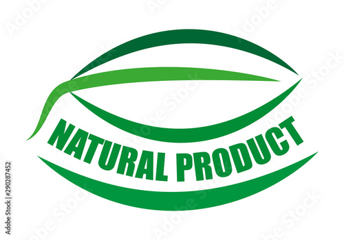 Etiqueta verde de producto natural.