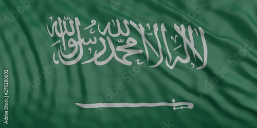 Saudi Arabia waving flag texture background. 3d illustration