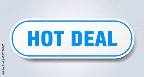 hot deal sign. hot deal rounded blue sticker. hot deal