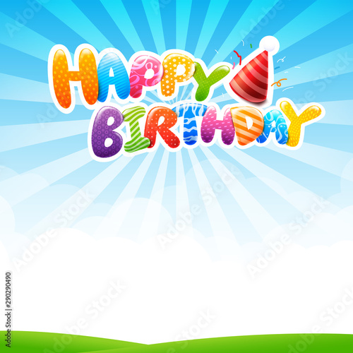3D Colorful happy birthday calligraphy 0003