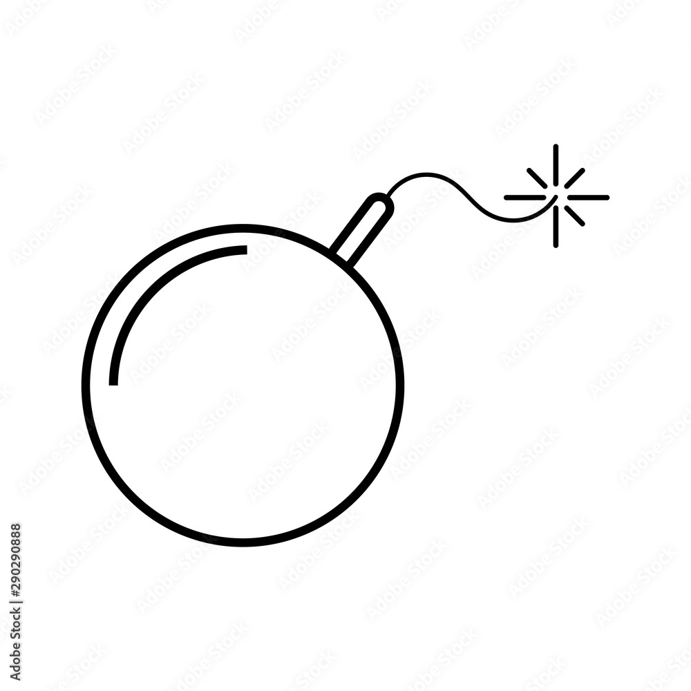 Bomb line icon symbol vector. Trendy flat explosion outline sign design. Thin linear graphic pictogram for web site, mobile application. Bomb line icon symbol vector. Trendy flat explosion outline sign design. Thin linear graphic pictogram for web site, mobile application.