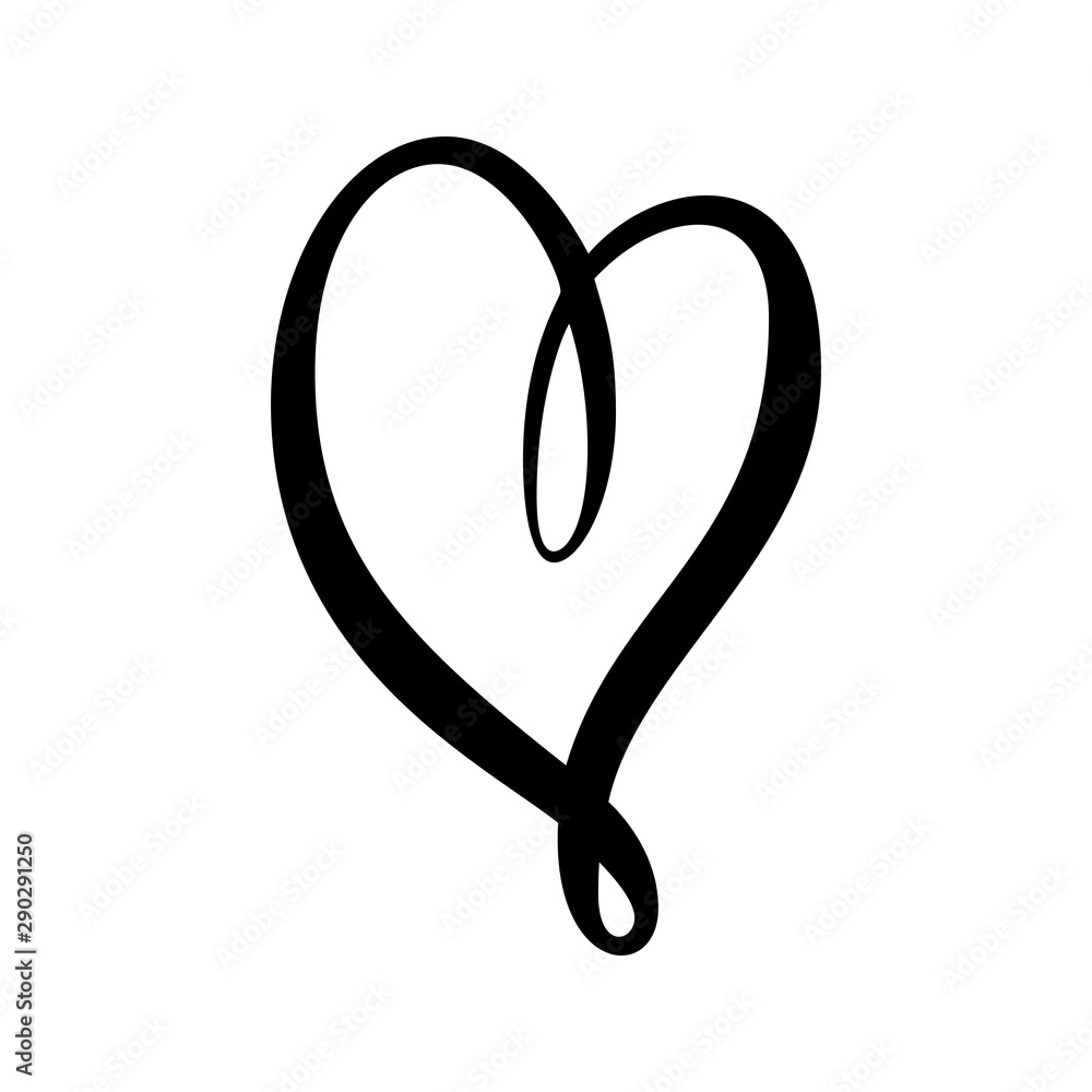 Obraz premium Big hand drawn black heart on the white background, simple vector shape for greeting cards, wedding invitation, banners, backgrounds, textiles design.