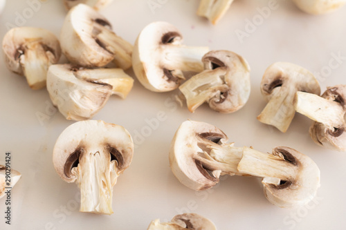 fresh mushrooms on wooden background