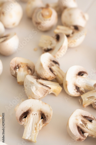 fresh mushrooms on a cutting board