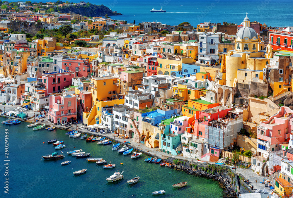 Colorful houses on Procida island, Naples, Italy