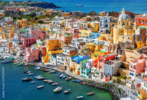 Slika na platnu Colorful houses on Procida island, Naples, Italy
