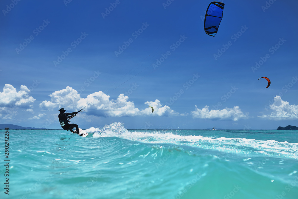 kite surfing in the sea