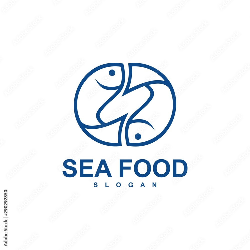 Obraz premium fish logo template, design concept vector, sea food