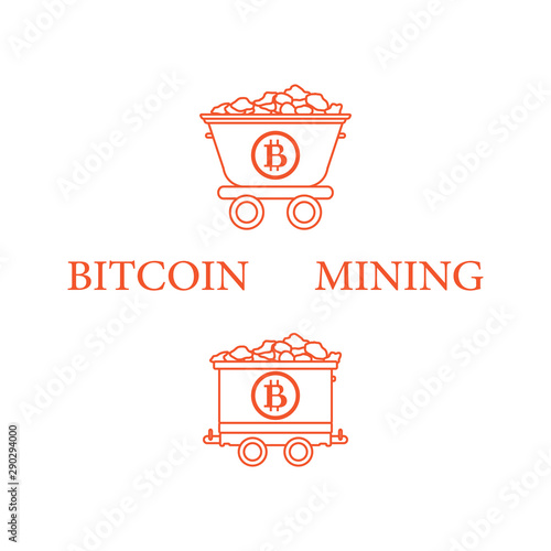 Mining bitcoins trolleys with ore.