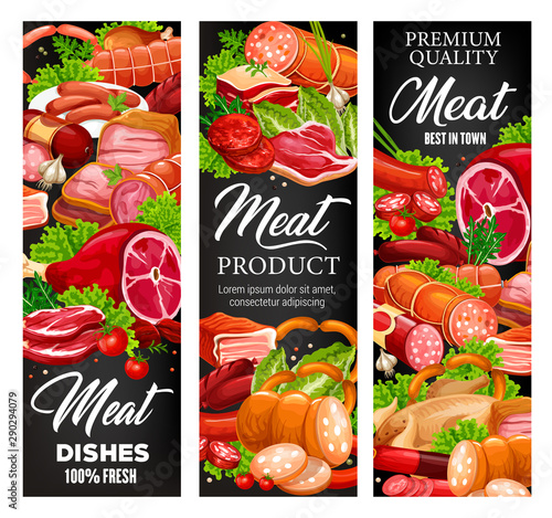 Butcher meat and sausages, gourmet butchery food