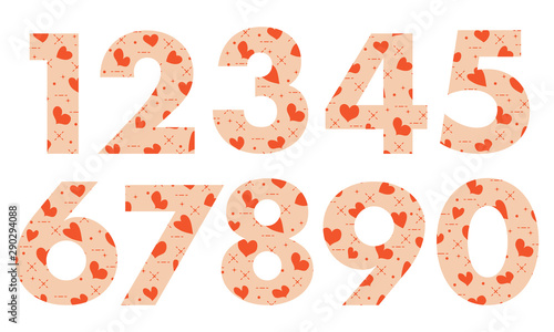 Arabic numerals with hearts.