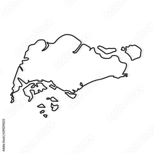 black abstract outliine of Singapore map- vector illustration