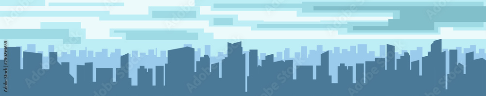 Big city in blue tones. Background.