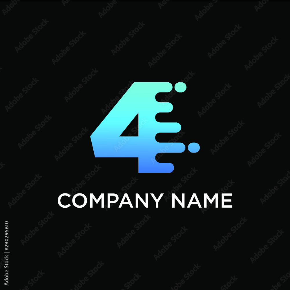 fast technology number 4 or four logo design. speed design concept. Progress abstract creative sign. -vector fast technology number 4 or four logo design. speed design concept. Progress abstract creative sign. -vector