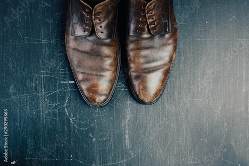 brown frayed leather shoes vintage style