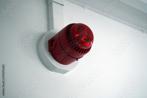 Red fire alarm and sounder photo