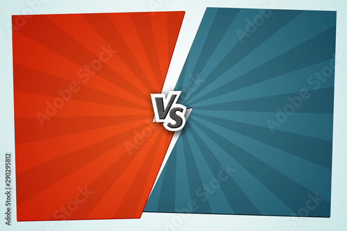 Versus VS Background Letters vs on the gap red and blue background of lines rays Blank template background for team competition battle red versus blue Sports theme design of fight game contest Vector