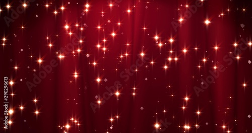 Red Merry Christmas background with golden stars. Walpaper for Valentine's day