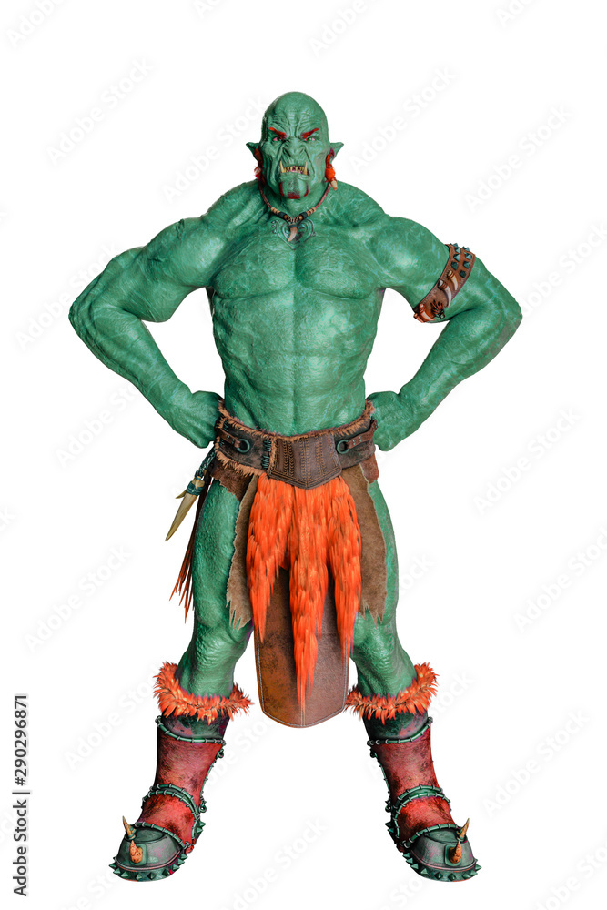 blue fire ogre in white background