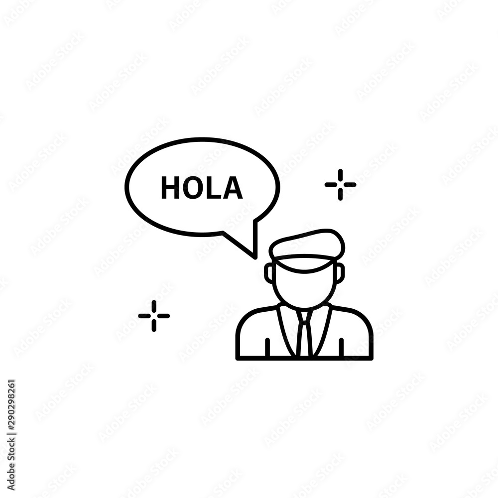 Hola, spanish icon. Element of spanish thin line icon