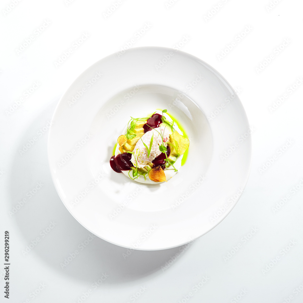 Exquisite Serving Avocado Salad with Truffle and Crab Exquisite Serving Avocado Salad with Truffle and Crab