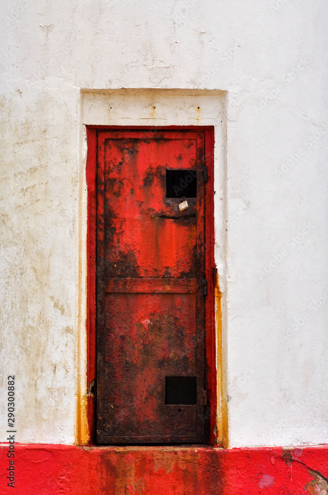 Red Door at a LightHouse in Galinhos Beach Red Door at a LightHouse in Galinhos Beach