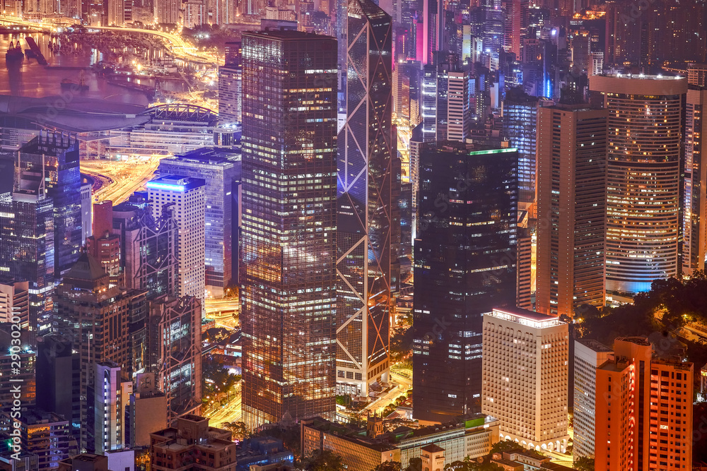 wonderful light cityscape in hong kong