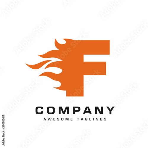 creative Letter f and fire Logo template design vector concept