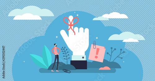 Reminder vector illustration. Flat tiny string around finger person concept
