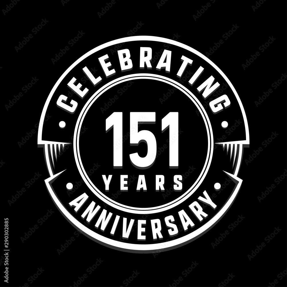 Celebrating 151st years anniversary logo design. One hundred and fifty-one years logotype. Vector and illustration.