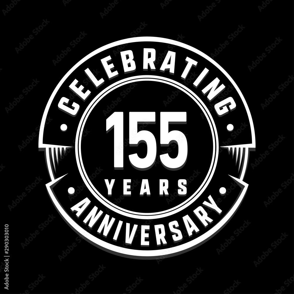 Celebrating 155th years anniversary logo design. One hundred and fifty-five years logotype. Vector and illustration.