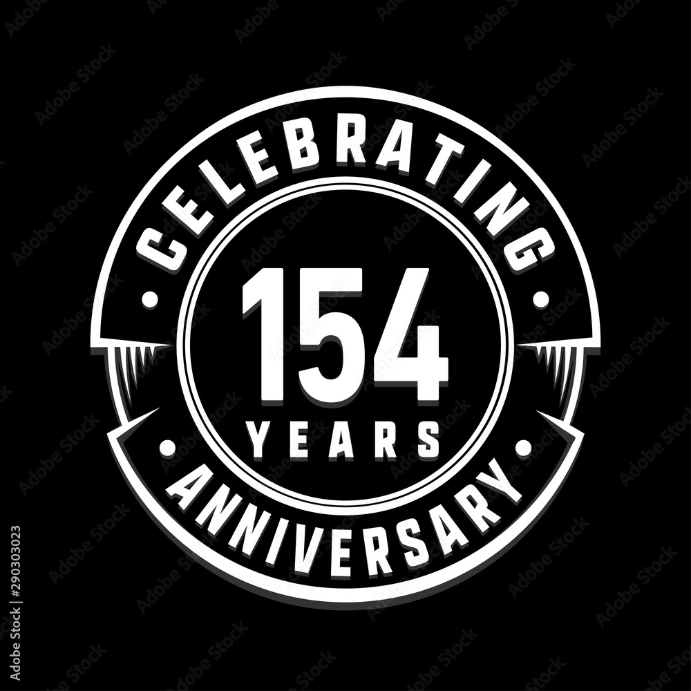 Celebrating 154th years anniversary logo design. One hundred and fifty-four years logotype. Vector and illustration.