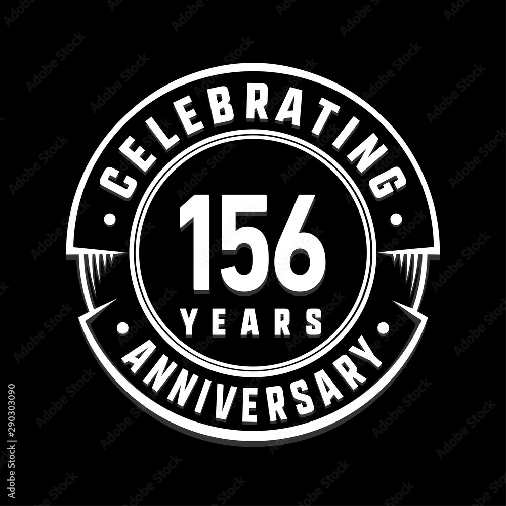 Celebrating 156th years anniversary logo design. One hundred and fifty-six years logotype. Vector and illustration.
