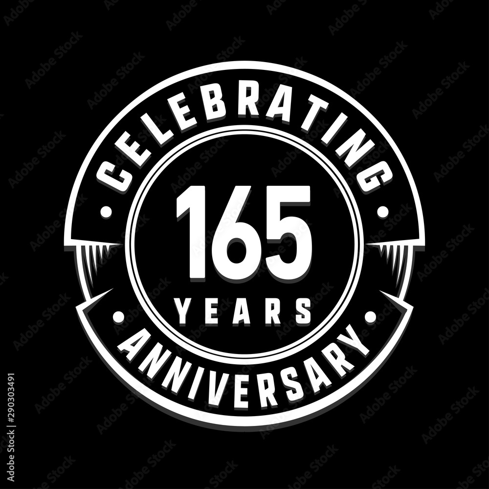 Celebrating 165th years anniversary logo design. One hundred and sixty-five years logotype. Vector and illustration.