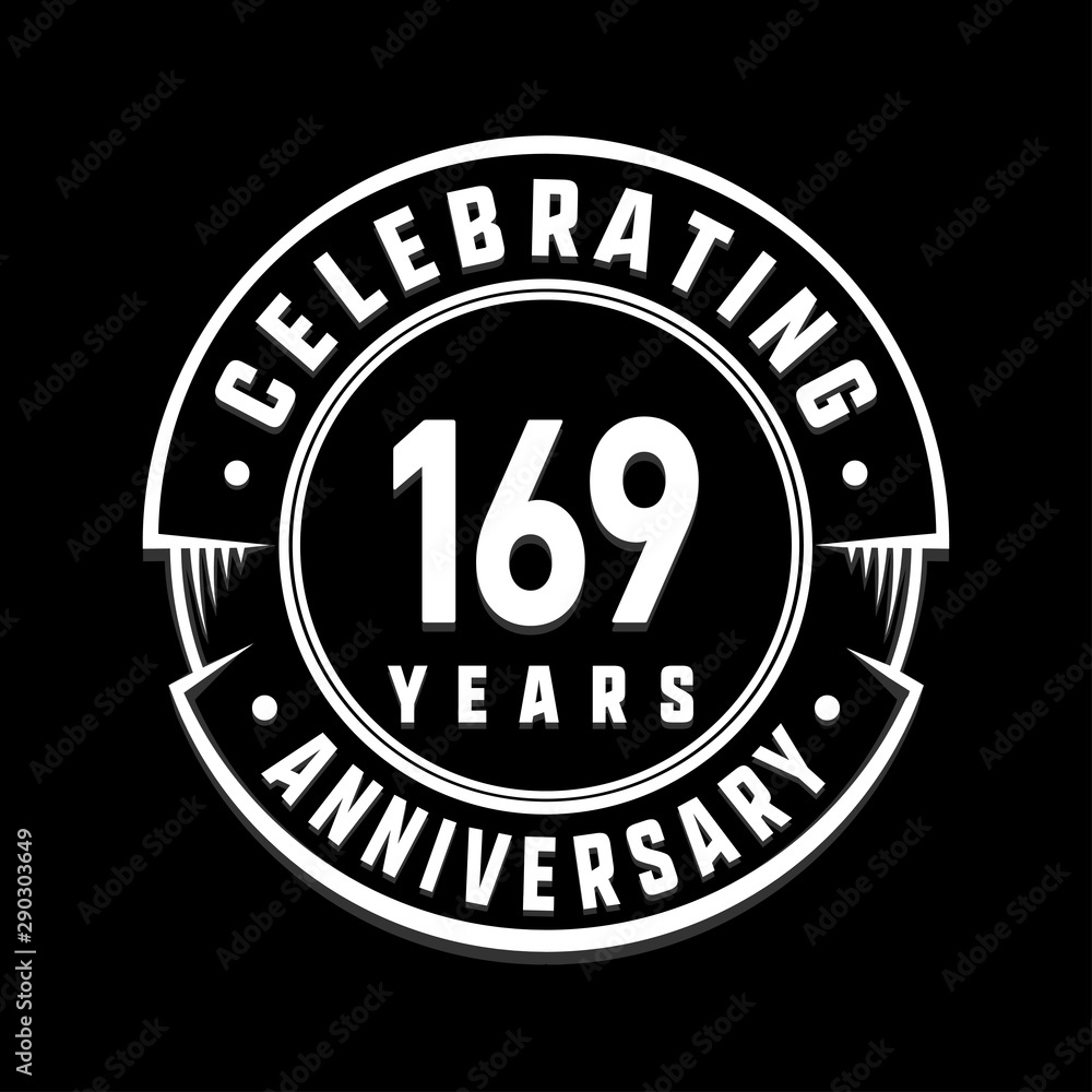 Celebrating 169th years anniversary logo design. One hundred and sixty-nine years logotype. Vector and illustration.