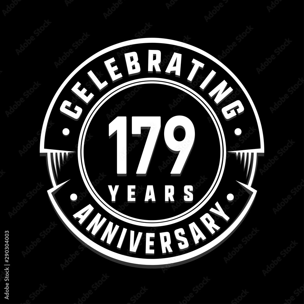 Celebrating 179th years anniversary logo design. One hundred and seventy-nine years logotype. Vector and illustration.