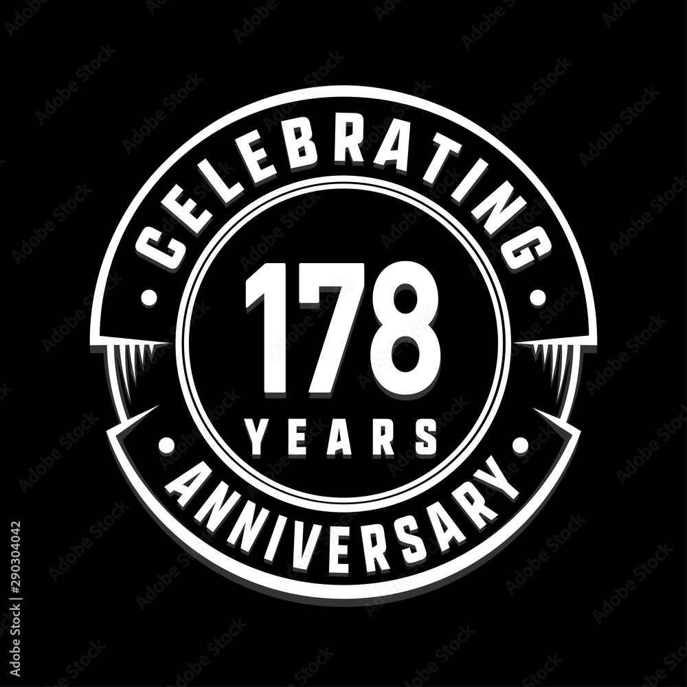 Celebrating 178th years anniversary logo design. One hundred and seventy-eight years logotype. Vector and illustration.