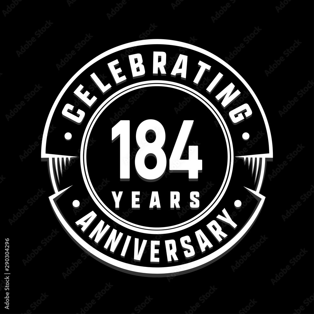 Celebrating 184th years anniversary logo design. One hundred and eighty-four years logotype. Vector and illustration.