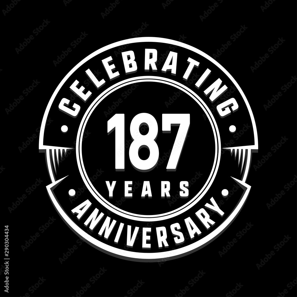 Celebrating 187th years anniversary logo design. One hundred and eighty-seven years logotype. Vector and illustration.