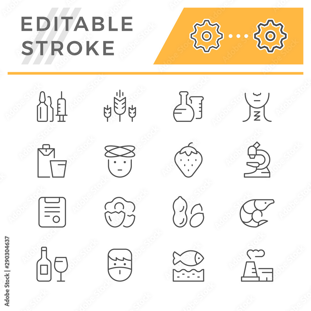 Set editable stroke line icons of allergy Set editable stroke line icons of allergy