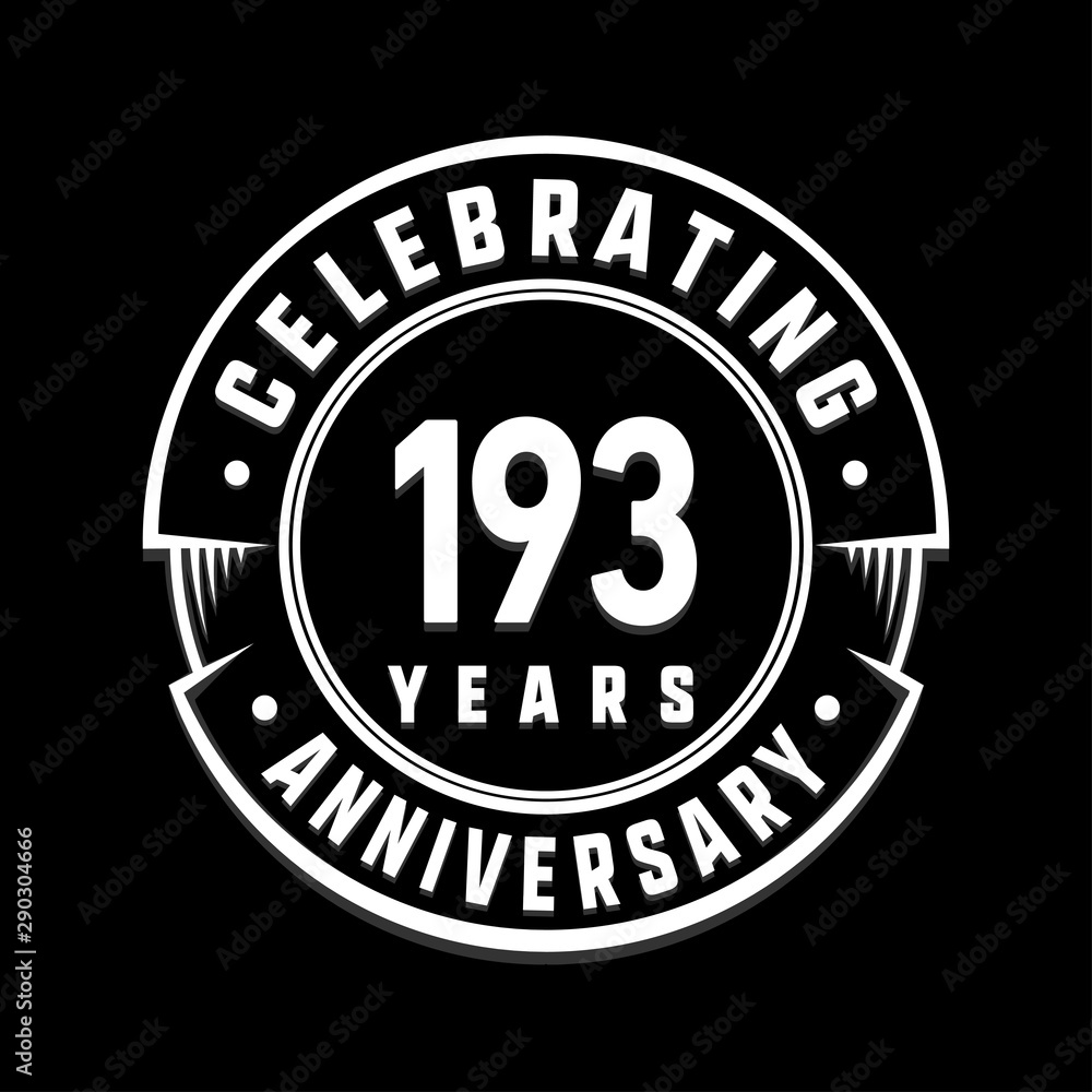 Celebrating 193rd years anniversary logo design. One hundred and ninety-three years logotype. Vector and illustration.
