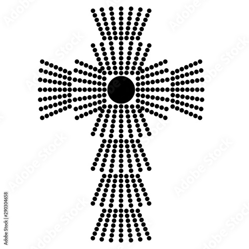 Foto shining cross from many points, black pattern