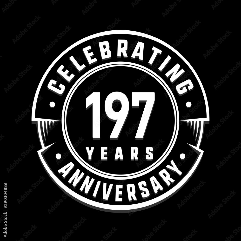 Celebrating 197th years anniversary logo design. One hundred and ninety-seven years logotype. Vector and illustration.
