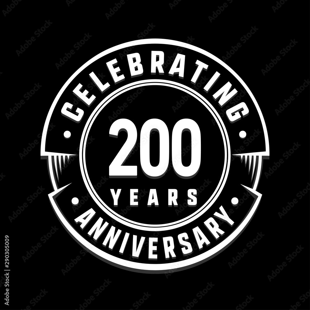Celebrating 200th years anniversary logo design. Two hundred years logotype. Vector and illustration.