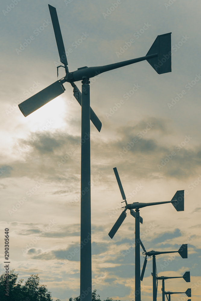 wind turbine on blue sky