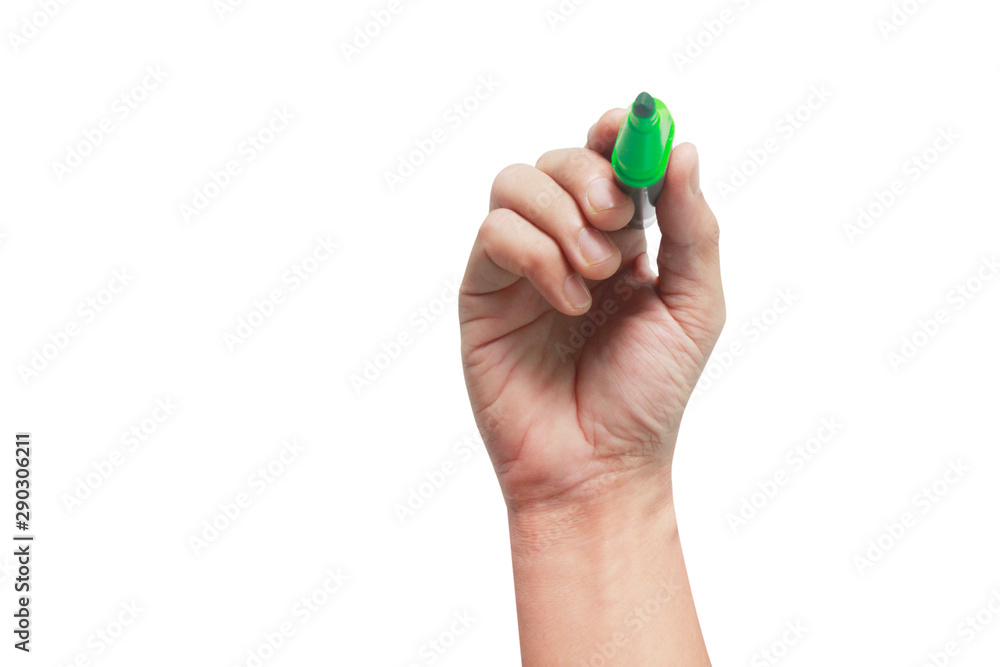 Hand with pen on white background Hand with pen on white background