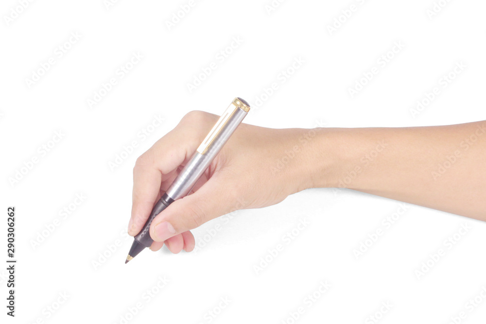 Hand with pen on white background Hand with pen on white background