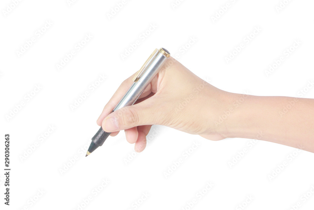 Hand with pen on white background Hand with pen on white background