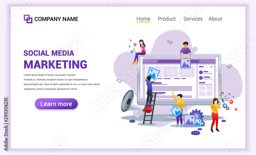 Modern flat design concept of Social media marketing can use for banner, business content strategy, analysis, mobile app, landing page, web design template. Flat vector illustration