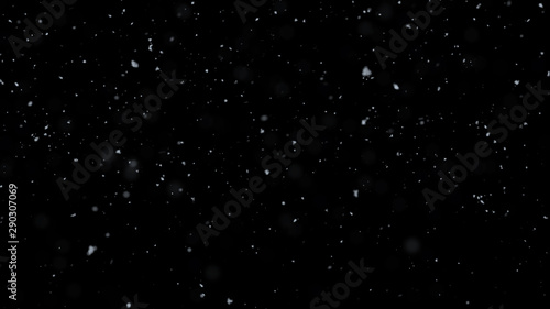 Realistic Snow Falling On Black Background